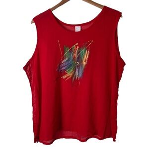 Cleopatra’s Collection Made In Jamaica Hand Painted Sleeveless Top XL